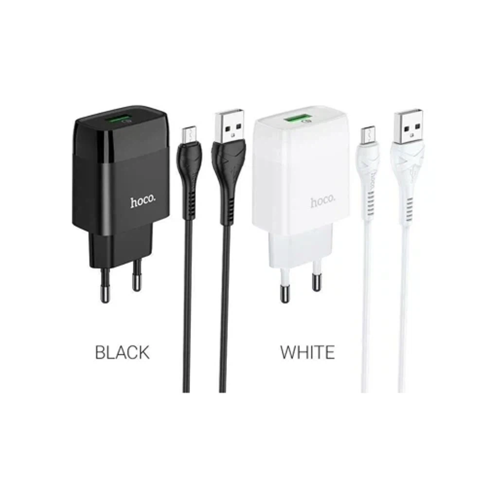Сетевое зарядное устройство HOCO C72Q Glorius single port QC3.0 charger set USB 3000 mAh + кабель micro USB