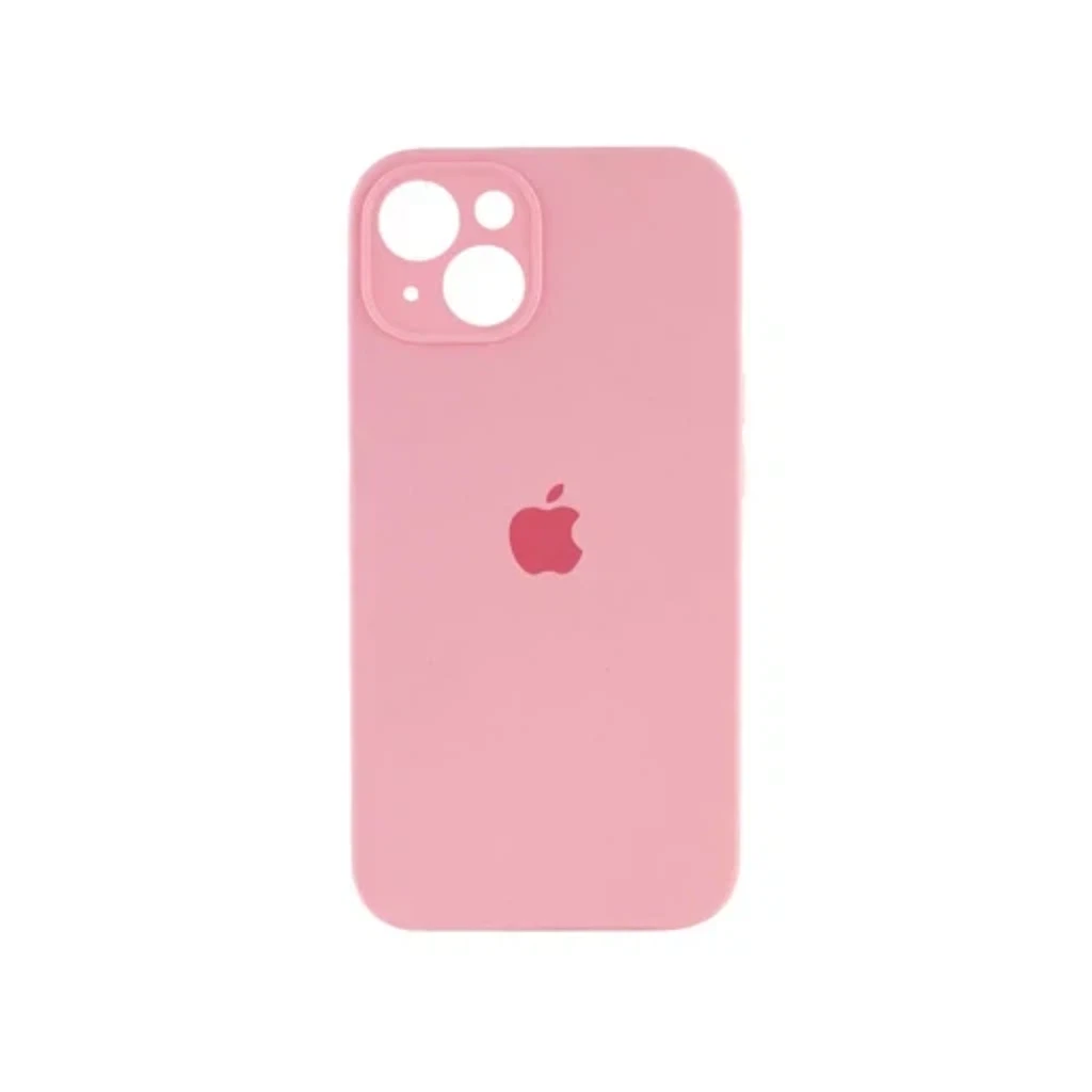 Чехол Silicone Case с закрытым низом и защитой камеры для Iphone 13 (Квадратные грани)
