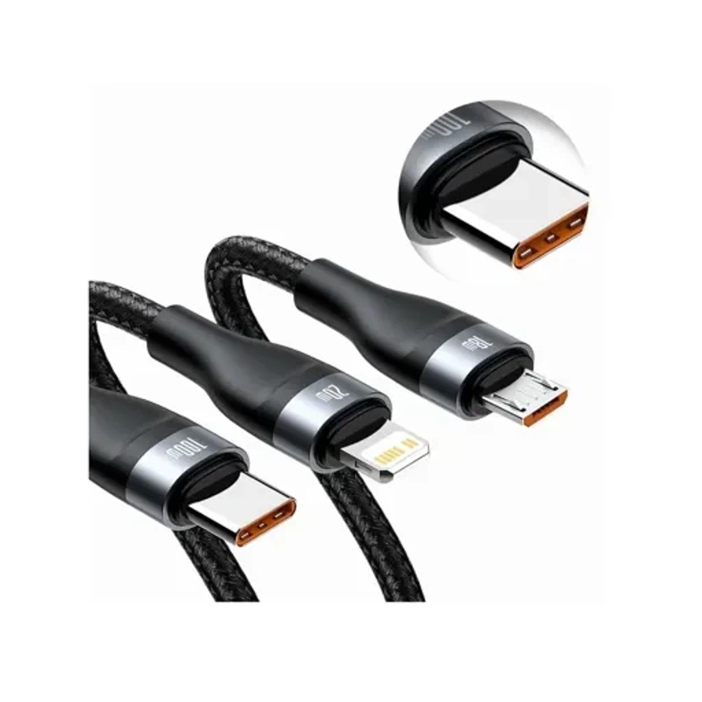Кабель Two-For-Three Fast Charging Cable Gray-Black 1.2 м